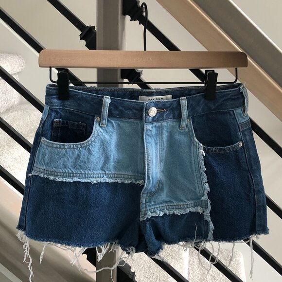 PacSun High Rise Festival Two Tone Shorts - Size 25 - Picture 1 of 3